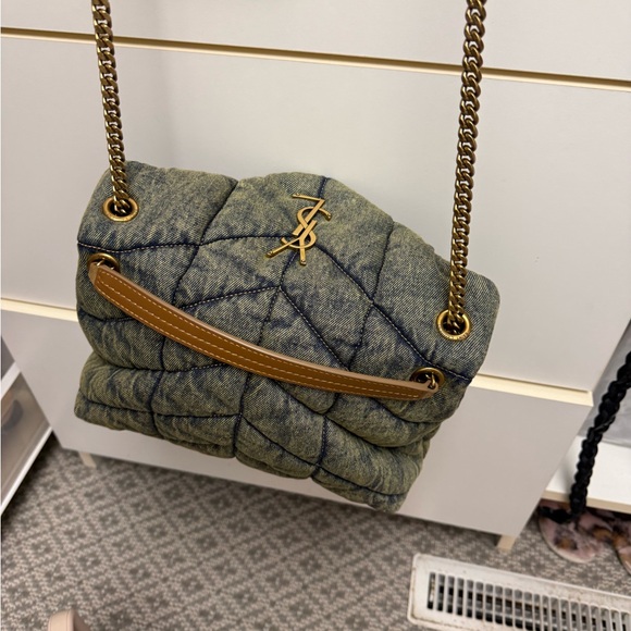 Yves Saint Laurent Denim Quilted Shoulder Bag - Picture 5 of 6